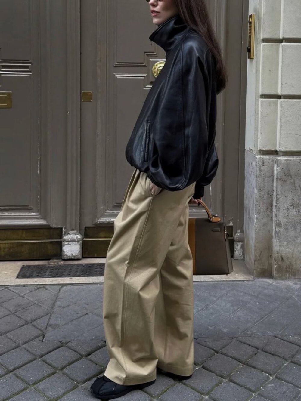 Veronica Beard Mia Wide Trouser Leg - Khaki Beige Tan Double Pleat Stretch